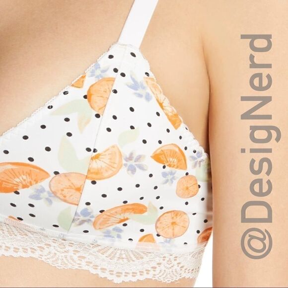 INTIMATELY FREE PEOPLE MARI BRALETTE IN IVORY CITRUS COMBO SOFT CUP BRA ORANGES - Picture 8 of 11